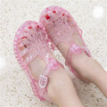 new summer closed-toe women's hollow-out sandals, fine glitter flat crystal roman sandals, jelly shoes, rain boots, kids' shoes