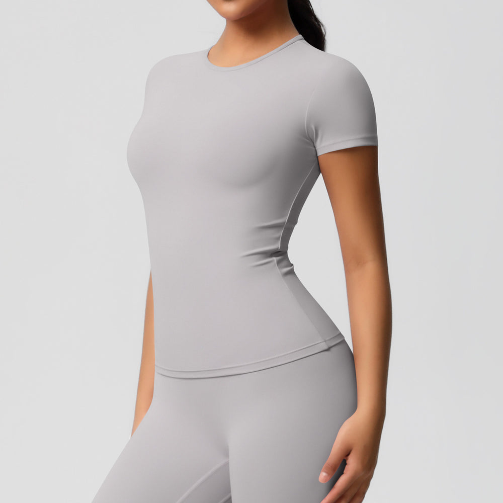 Ready-to-ship cross-border double-sided brushed, form-fitting, breathable solid color training yoga set, eight-piece athletic running fitness outfit for women