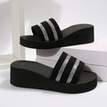 Women's flip-flops, ladies' sandals, women's summer fashion versatile outdoor wear rhinestone korean style student mid-heel beach sandals