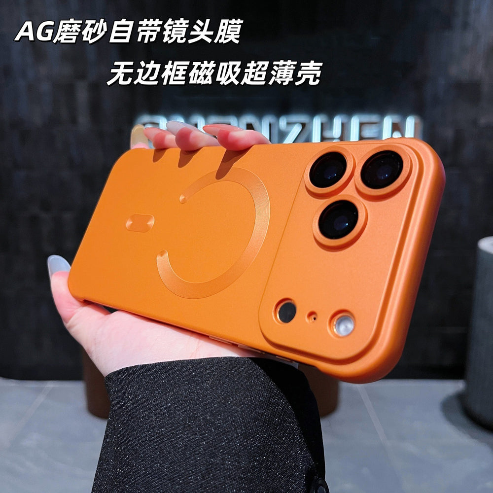 Ultra-thin frameless metallic paint magnetic suction suitable for iphone17pro mobile phone case apple 15 lens film protective cover