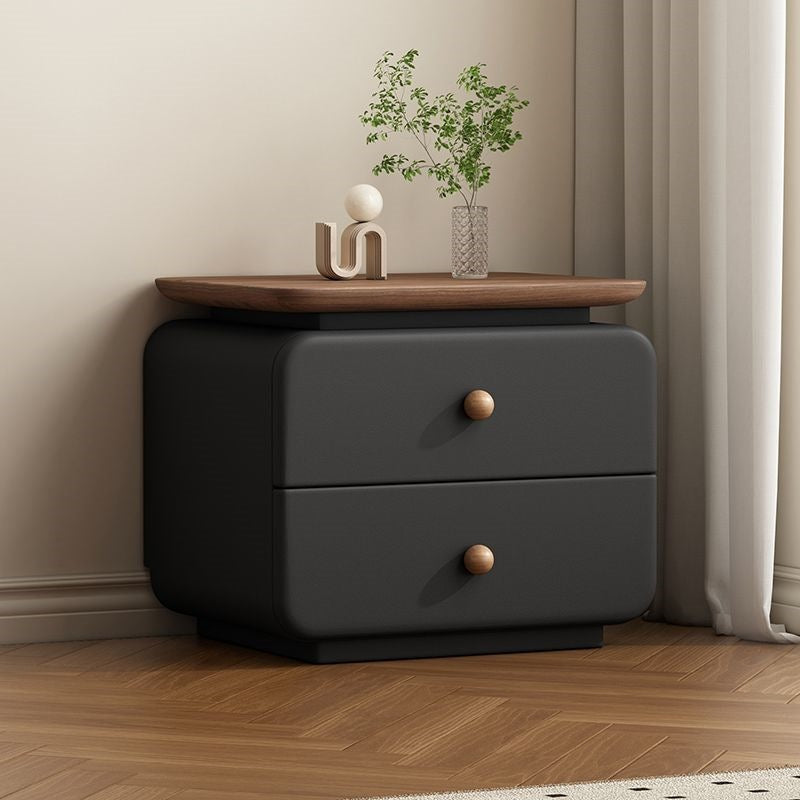 Installation-free cream small bedside table casualfor home modern new arrival bedroom leather storage bedside table