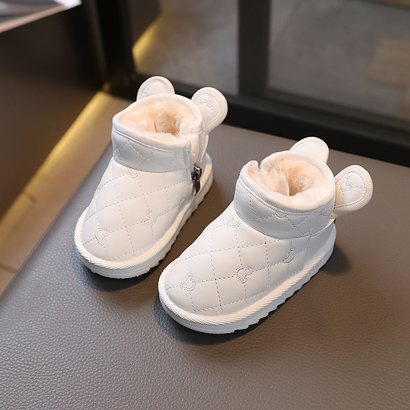 Baby snow boots winter style fleece-lined cotton shoes infant kids toddler shoes kids baby shoes k-style milk tea ears