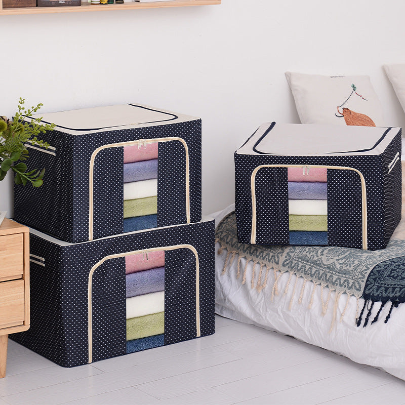 Household steel frame storage box, Baina box, clothes finishing box, sundry box, dustproof fabric large thickened storage box.