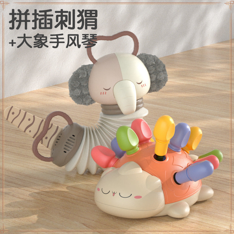 Hedgehog assembly hole pulling nails 6 months 8 baby concentration training early education baby toys 1 3 years old puzzle