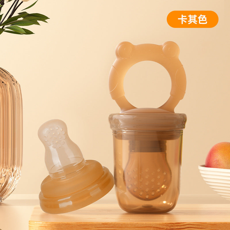 English card biting music fruit food supplement silicone mesh bag pacifier baby feeding tableware tooth glue fruit and vegetable music