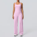 Outdoor casual running fitness yoga outfit - quick-dry, breathable, sexy racerback high-waisted straight-leg pants sports set