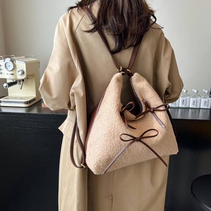 Cross-border retro woolen leopard print bag women's shoulder messenger commuter bag ins autumn and winter large capacity adjustable student