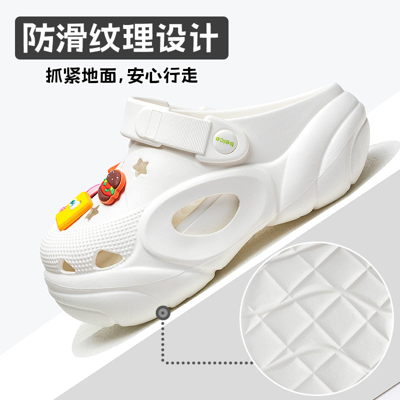 Spongebob squarepants thick sole heightened heel women's summer cool slippers summer outwearnon-sliptoe slippers two-wear beach crocs