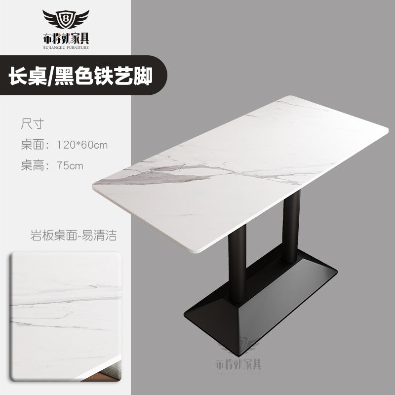 Bar table and chair combination, rock slab canteen dining table, commercial milk tea shop long table, reception and negotiation, cafe small round table