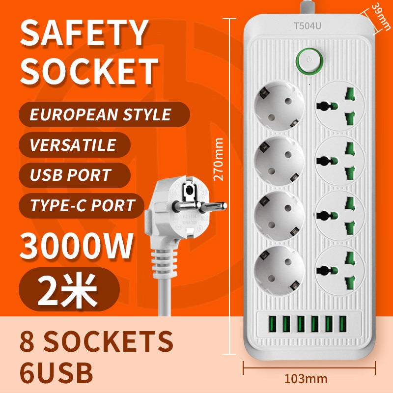 European power strip, european standard wiring, russian, german, korean round european standard switch, for home socket, multiple usb