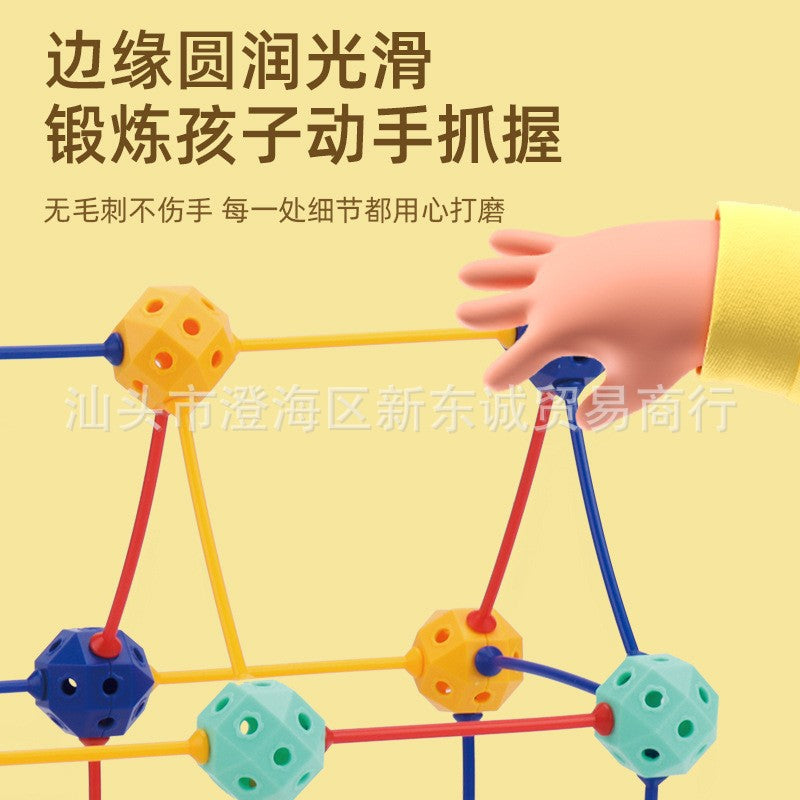 3d interlocking bead puzzle - children's 3d geometric building blocks, kindergarten educational toy, versatile beaded geometry for spatial reasoning training