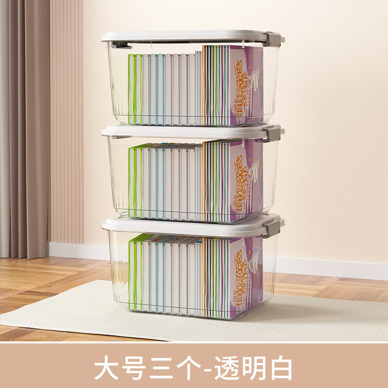 Household acrylic transparent storage box with lid, clothes storage box, household quilt sundries finishing basket wholesale