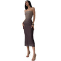 cross-border american gradient mesh bodycon maxi dress - direct supply