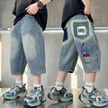 Boys' mid-length shorts - summer  new collection - kids' 5-inch shorts - big & tall boys' denim shorts - printed design