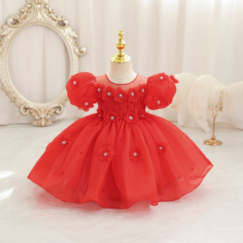 New in stock: girls' floral wedding dress princess gown - perfect for baby's first birthday party!