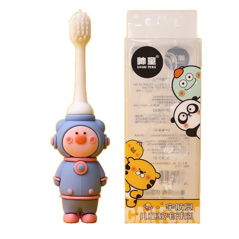 Boxed children's toothbrush cartoon baby cartoon astronaut soft bristle toothbrush 3-12 years old baby oral cleaning