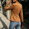 cross-border fashionexportfrenchretroelegance handicap design stand collar silm long sleeves suede outwear