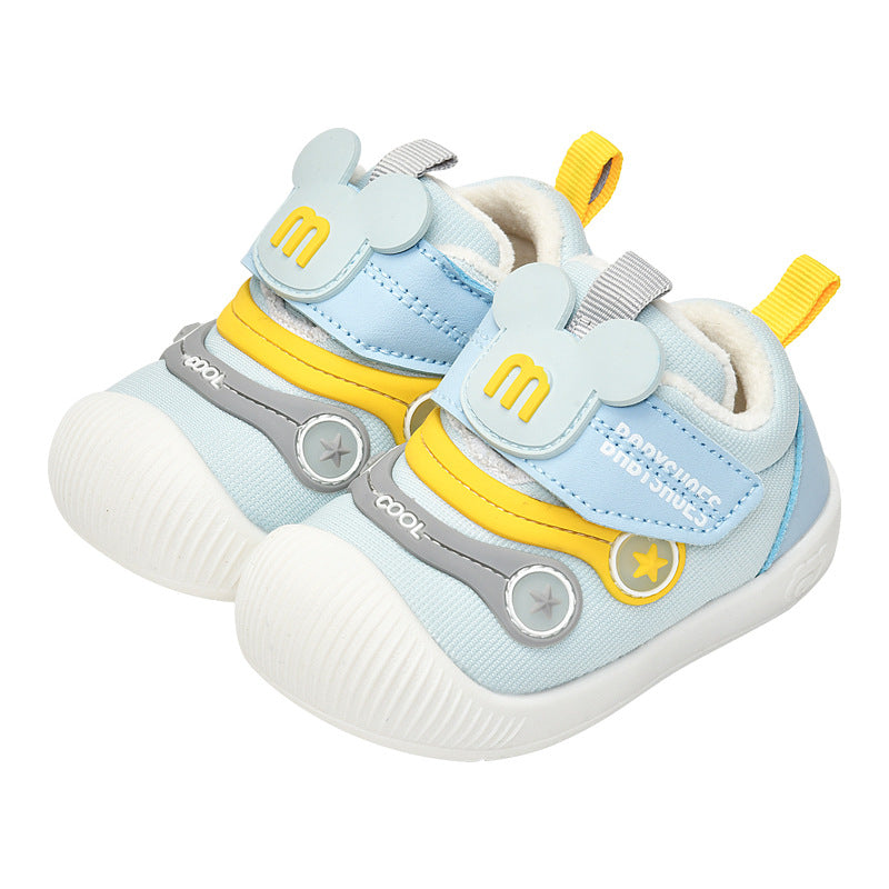 Toddler shoes for baby boys 0-1-3 years old, autumn/winter infant and toddler shoes for baby girls, soft sole functional fleece-lined thickened cotton shoes