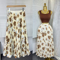 New arrival elastic waist high waist floral sweeteasiest for match a-line skirt women's medium longprintingpleated skirt