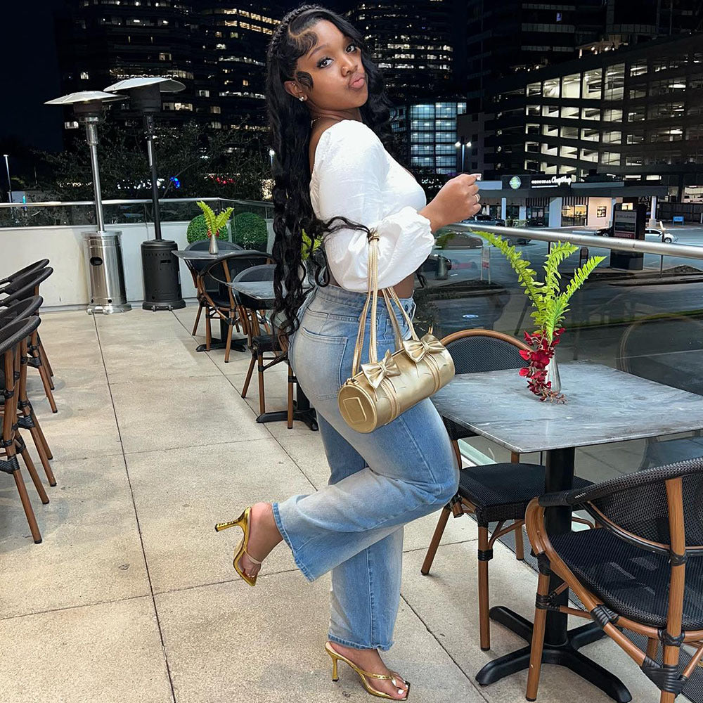 European and american style women's casual jeans - new  cross-border women's fashion streetwear trendy washed monkey straight-leg jeans
