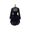 European and american cross-border women's fashion:  spring new arrival - solid color long sleeve stand collar sheer waist ruched mini dress
