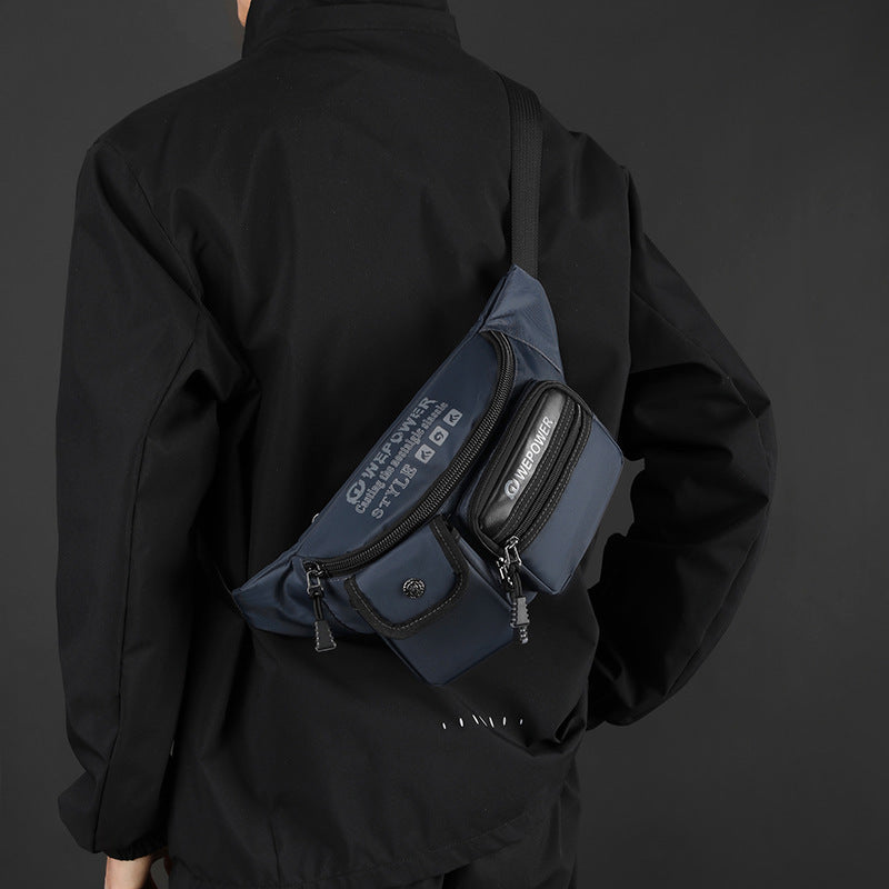 WEPOWER New Men's Functional Wind Fanny Pack Simple and Lightweight Crossbody Shoulder Bag Multi-layer Outdoor Storage Breast Bag