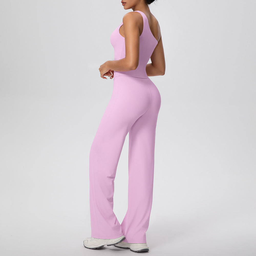 new cloud-like slimming peach hip yoga set - asymmetrical one-shoulder workout top & leggings - casual running & fitness outfit