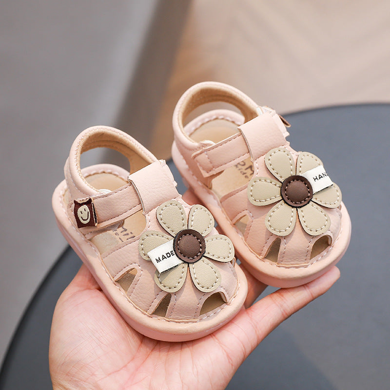 spring/summer newborn & toddler crib shoes, first walker sandals, british style soft sole baby shoes, closed-toe hollow-out walking shoes