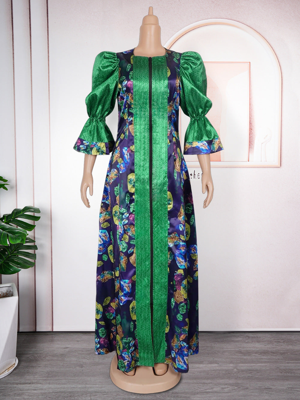 African print maxi dress robe -  hot seller, plus size, loose fit, zip-up cardigan dress