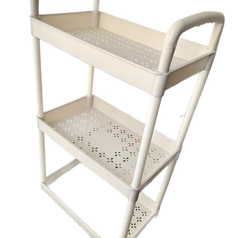 Mobile rolling cart shelf - freestanding storage rack with wheels for living room, snacks, home, bedroom, and bedside storage