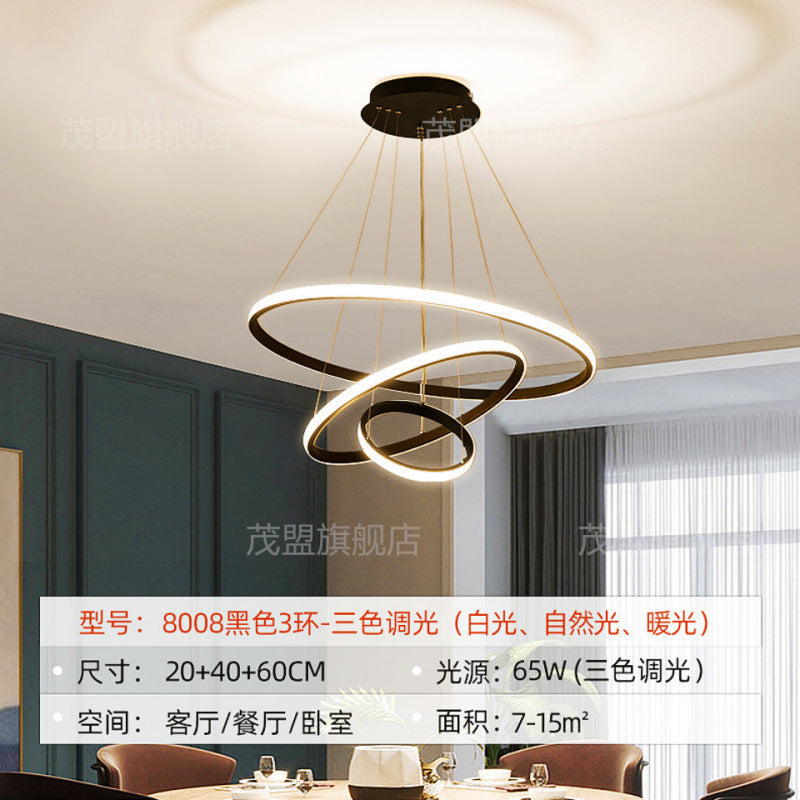 Internet celebrity LED ring chandelier bedroom restaurant light simple modern creative personality Nordic bar dining room lighting