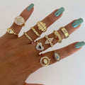 European and american cross-border retro geometric heart ring - women's unique, light luxury, high-end diamond-studded devil's eye ring accessories
