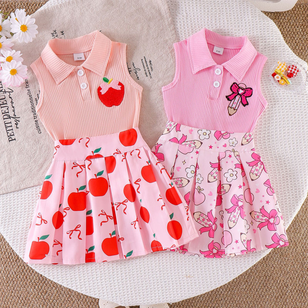 Children's clothing shein cross-border girl suit sleeveless vest + skirt two-piece set