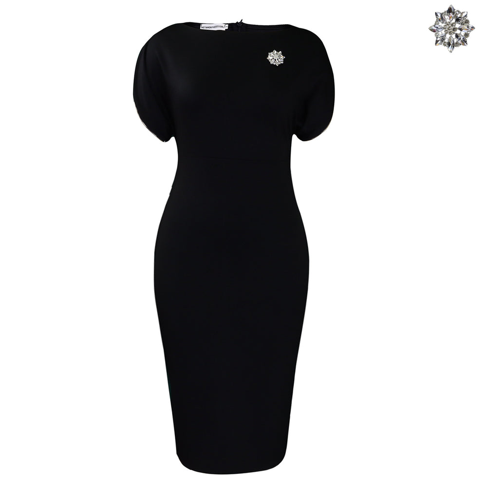 D581 european and american export  new short-sleeve round neck fashionable elegant ol bodycon african plus size dress