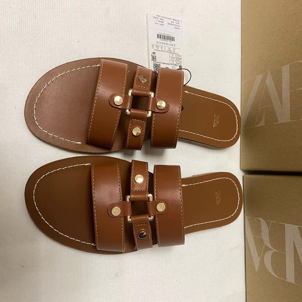 Za2024new arrival cross-border export africa hot style za home ready-made large size outwear women's sandals women slip
