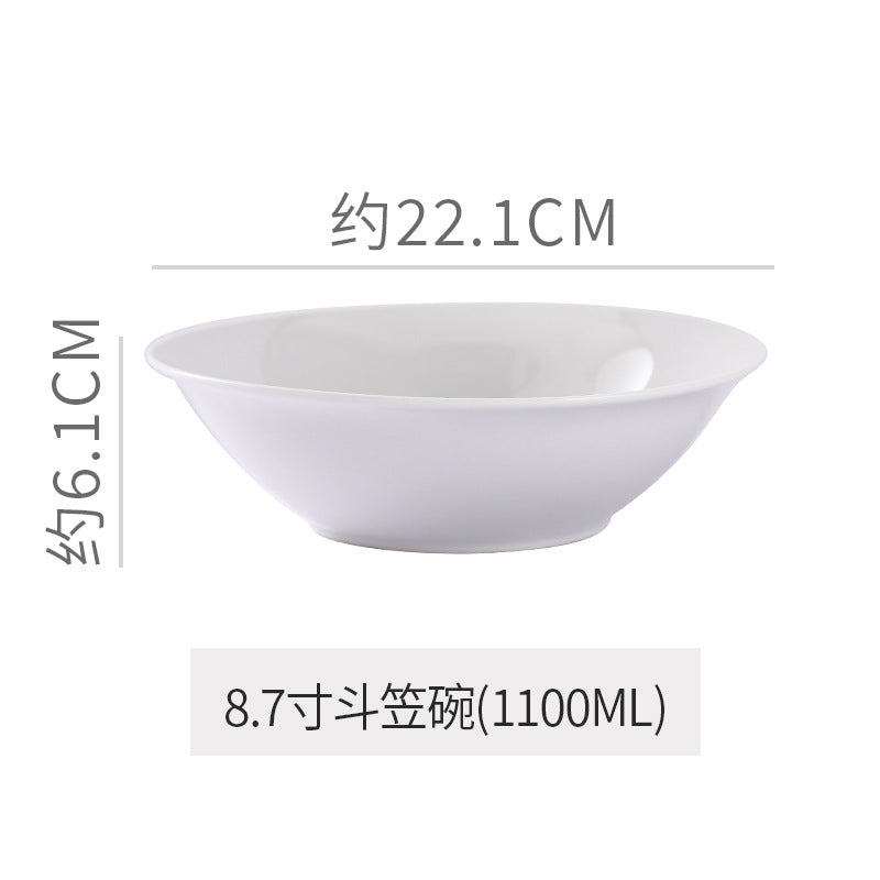 Minimalist pure white ceramic dinnerware set - ideal for restaurants, hotels, and home use. includes plates, rice bowls, soup bowls, and fruit/salad plating dishes