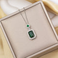 Tz-8235 silver green necklace