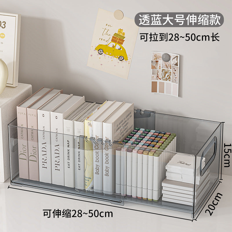 Retractable storage basket Large capacity home kitchen food plastic storage box can be stacked with desktop book finishing basket