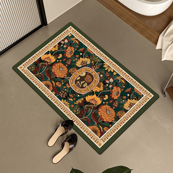 American retro semicircular bathroom floor mat, water-absorbing quick-drying toilet, bathroom door mat, diatom mud non-slip door mat