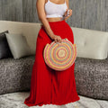 C8536 cross-border independent station new arrival summer european and american women's fashion elegant pleated pants high waistexport wide leg pants