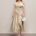 spring new arrivals: women's fashion - hot selling cross-border styles in europe and the us. elegant and chic maxi dress, fashionable high-waisted solid color dress