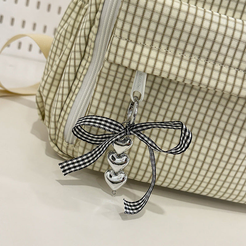 Spring outing high-looking plaid school bag for female junior high school students k-style ins style forest style easiest for match campus simple girl style double
