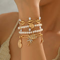 Bohemian bracelet wholesale fashion cross-border bracelet women's rice beads alloy shell pendant niche style bracelet good looks