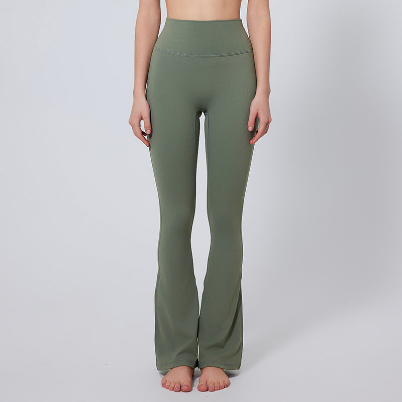 European and american nude feel butt-lifting fitness leggings for women - running, dance, tight-fit flare pants, high-waisted wide-leg yoga pants