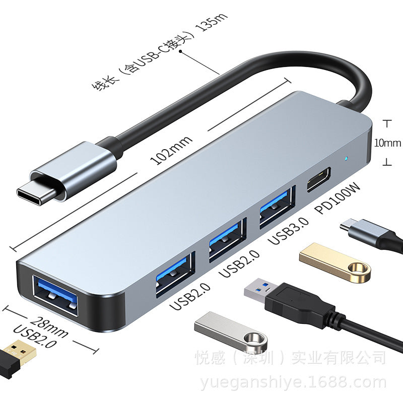 usb hub 3.0 4-in-1 hub, one-to-four laptop adapter, type-c splitter