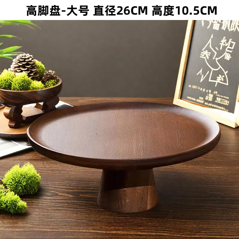 Japanese-style acacia wood cake stand - wooden tray display for weddings, dessert tables, home decor, and fruit/snack serving