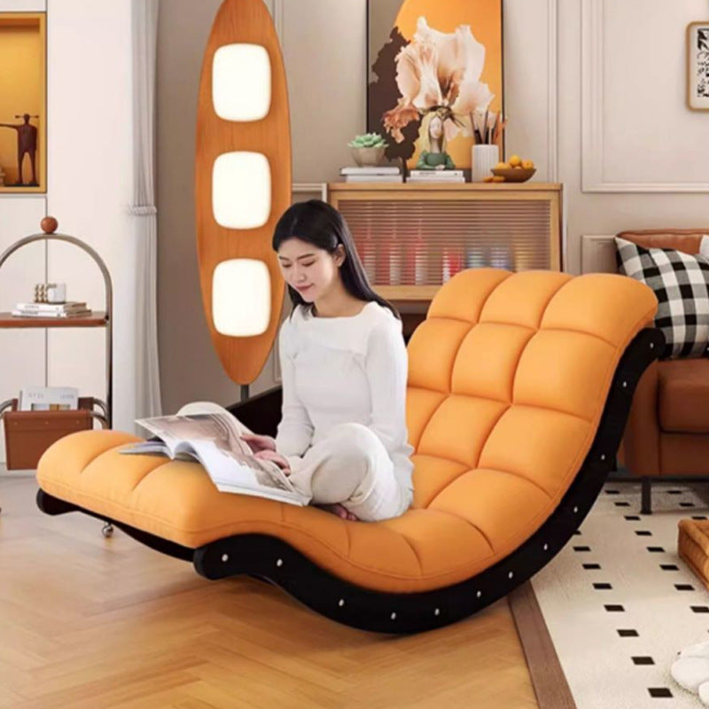 For home rocking chair living room balcony single rocking banana sofa chair lazy dual-purpose sofa lounge chair solid wood material