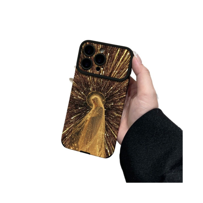 Gilded madonna phone case for iphone 17 pro max, apple 16, unique leather skin protective cover for iphone 13