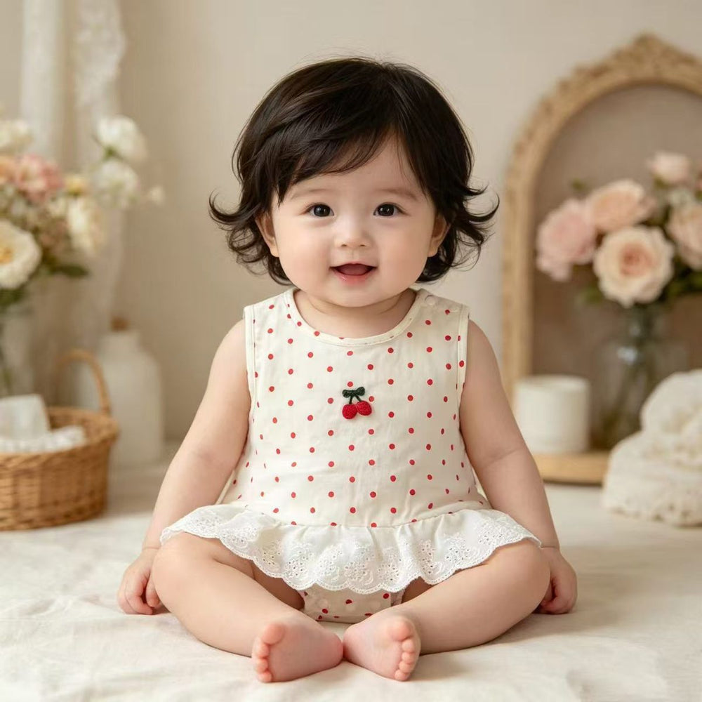 Baby girl's lightweight princess dress summer romper cute bodysuit dress full month & 100-day celebration outfit