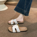 Fashionable starlight silver h strap versatile soft sole sandals & slippers - high-end french retro flat one-strap slides for women